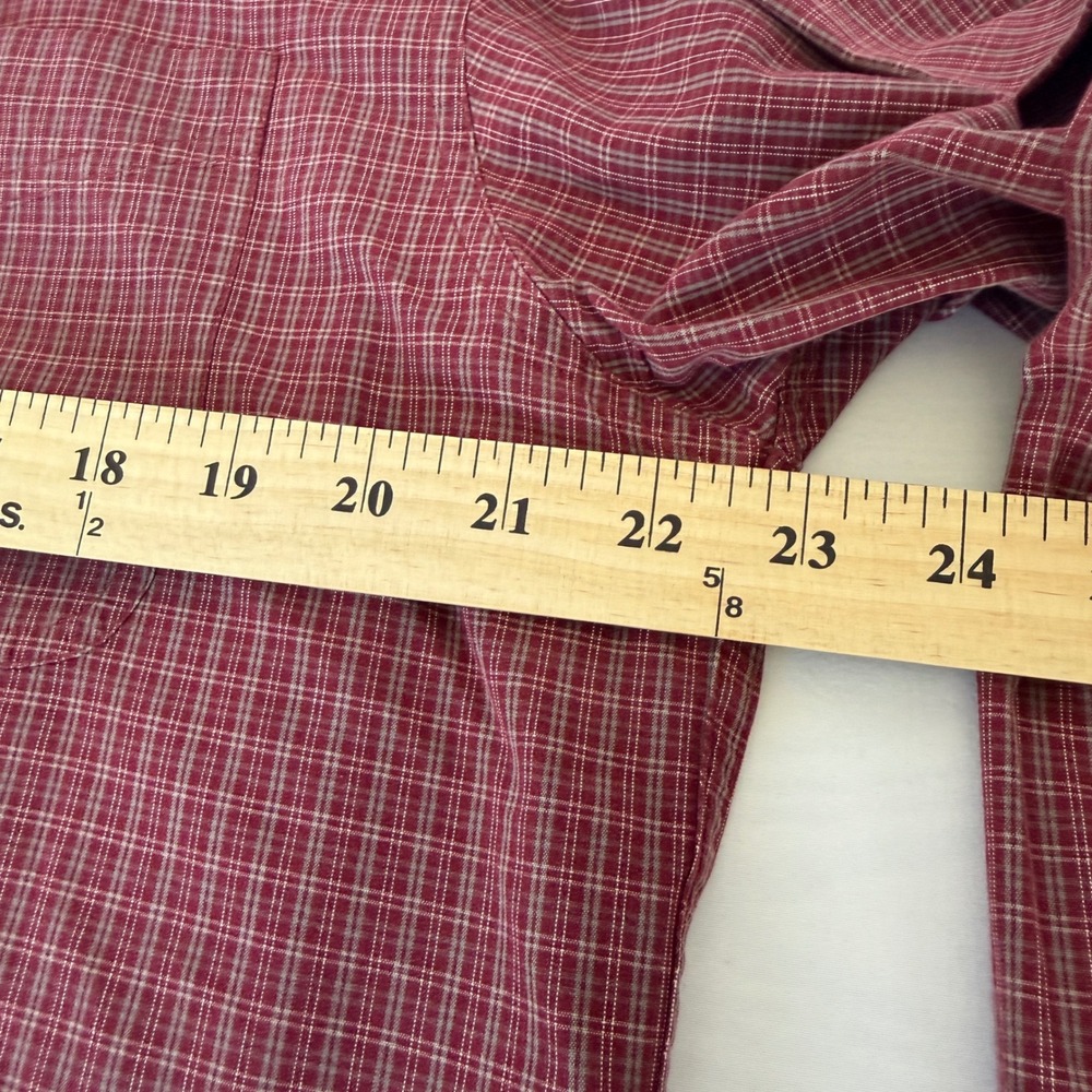LL Bean Mens Red Grey Micro Plaid Long Sleeve Button Down Shirt Large Regular - Picture 5 of 8